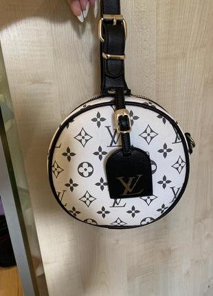 Сумка кругла біла чорна louis vuitton