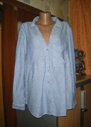 Трендовая рубашка в полоску, в составе лен, размер xl - 20 - 54
