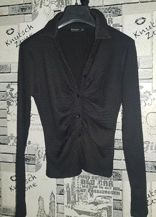 Базовая черная рубашка блуза на пуговицах2 фото