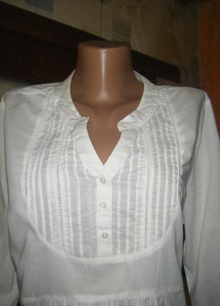 Шикарная белая хлопковая блуза с вышивкой и пояском, размер l - 16 - 502 фото