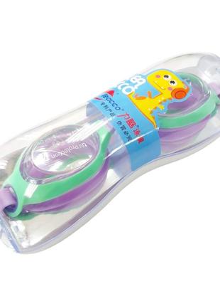 Окуляри для плавання дитячі leacco бірюзово-фіолетові4 фото