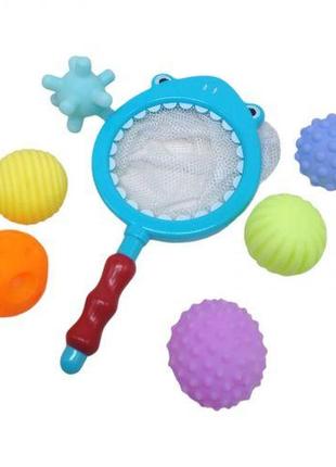 Набір іграшок для ванни "сачок акула" (7 елем)1 фото