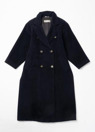 Max mara vintage double breasted wool coat navy женское пальто