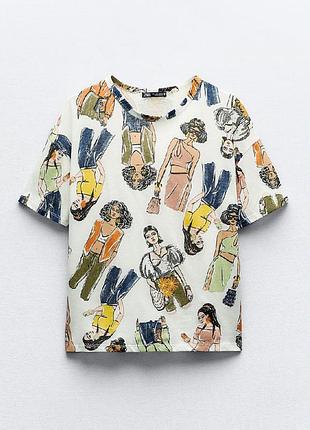 Трендова футболка zara в принт топ майка