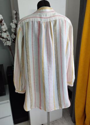 Леновая блуза в полоску с объемными рукавами от m&amp;s5 фото