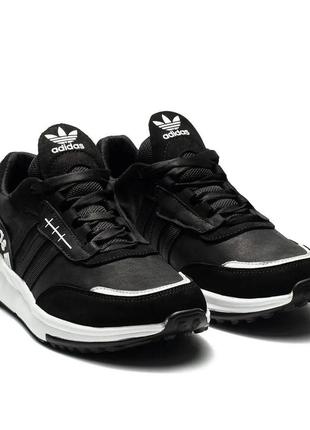 Мужские кожаные кроссовки adidas (адидас) black, кеды кожаные повседневные черные. мужская обувь2 фото