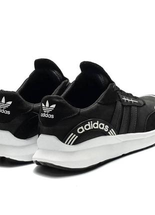 Мужские кожаные кроссовки adidas (адидас) black, кеды кожаные повседневные черные. мужская обувь3 фото