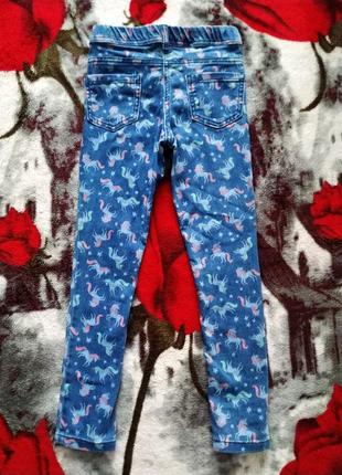 Стильные,фирменные джинсы, скинни с единорожками для девочки 7-8 лет-c &amp; a3 фото