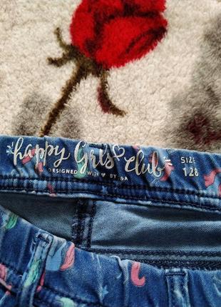 Стильные,фирменные джинсы, скинни с единорожками для девочки 7-8 лет-c &amp; a5 фото