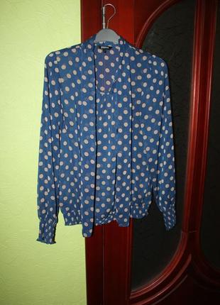 Красивая стильная блузка в горох, размер 8, s от papaya5 фото