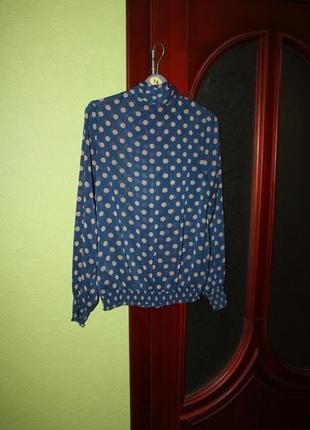 Красивая стильная блузка в горох, размер 8, s от papaya7 фото