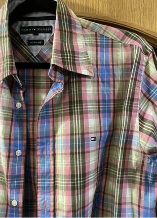 Рубашка из мужского плеча в разноцветную клетку tommy hilfiger2 фото