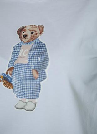 Teddy 20753 пижама женский вискоза хлопок с мишкой тедди кофта белая и шорты голубые5 фото