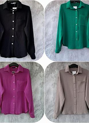 Жіноча легка сорочка з довгим рукавом, блузка, бавовна,42/46р.р., наявніть кольорів в описі