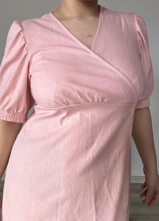 Сукня-кімоно жіноча рожева з льону2 фото
