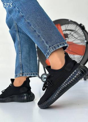 Черные текстильные кроссовки сетка5 фото