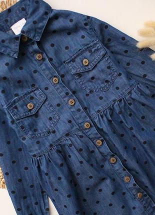 Стильна  джинсова сукня сорочка f&f в горох 4-5 р2 фото