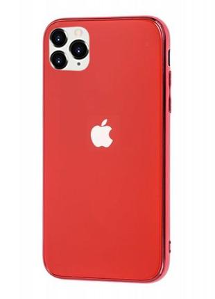 Чохол накладка на iphone 11 pro glass case logo скляний red1 фото