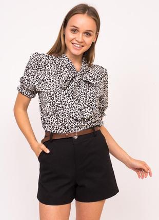 Леопардовая женская блузка с завязками1 фото