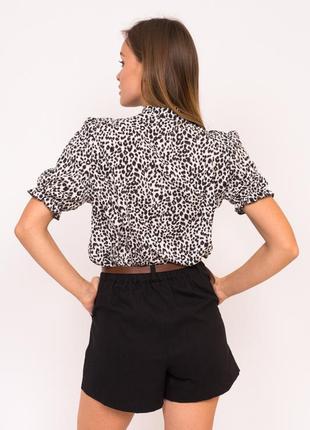 Леопардовая женская блузка с завязками3 фото
