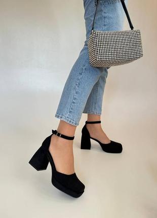 Туфлі, чорні, екозамша