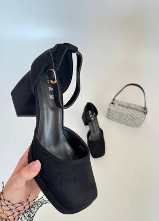 Туфлі, чорні, екозамша