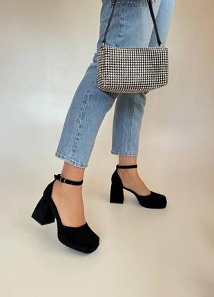 Туфлі, чорні, екозамша