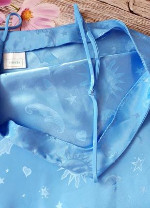 💙легкая комбинация, рубашка canda ( c&amp;a), голубая, с принтом, женская, фирменная, летняя, тонкая, пеньюар,8 фото