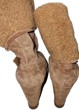 Женсике замшевые меховые ботинки dior на танкетке4 фото