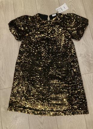 Золота бархатна сукня в паєтки zara5 фото