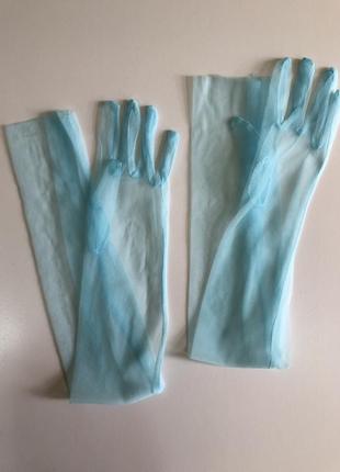 Довгі фатинові рукавички фатиновые перчатки 7214 фото