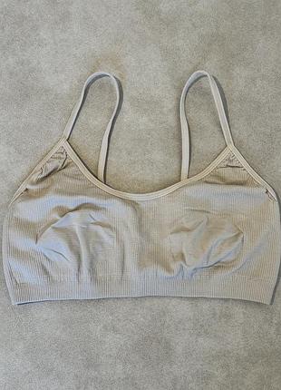 Топ на бретелях в рубчик cami top rib naturale (бежевий)