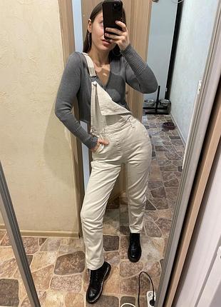 Комбинезон деним женский джинсовый бежевый