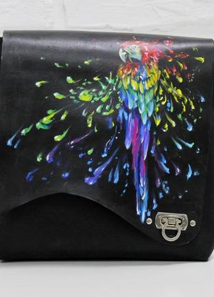 Кожаная сумка с росписью 🎨1 фото