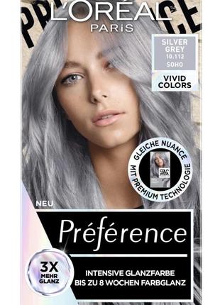 L'oréal paris préférence haarfarbe vivid colors 10.112 silver grey