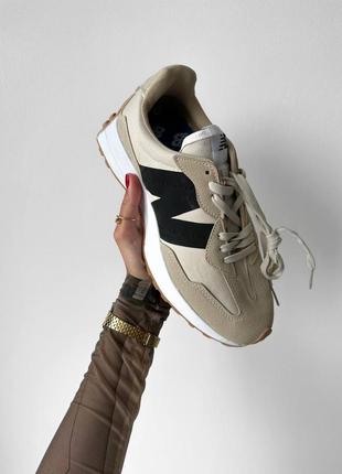 Кросівки new balance 327 beige/black (logo beige)2 фото