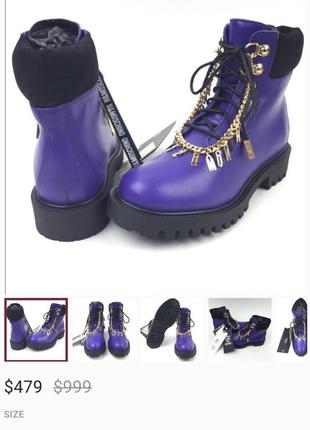 Ботинки кожаные демисезонные moschino combat boots3 фото