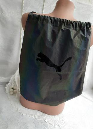 Рюкзак сумка на шнурке для сменной обуви спортивная светоотражаюшая радужная пума пантера мешок на завязках2 фото