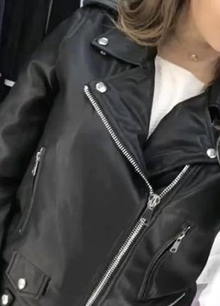 Новая чёрная курточка эко кожа куртка косуха кожанка1 фото