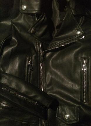Новая чёрная курточка эко кожа куртка косуха кожанка5 фото