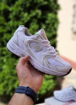 Жіночі літні кросівки new balance 530 білі з сріблом сітка кросівки нюбеланс 530 для дівчини