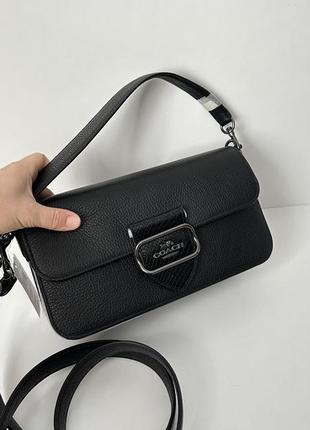 Черная кожаная сумка morgan shoulder black coach