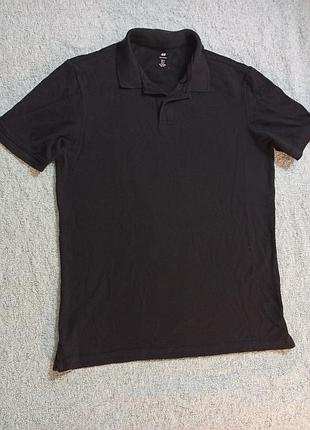Качественное фирм.поло насыщенного черного цвета