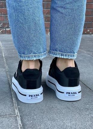 Prada macro re-nylon brushed leather sneakers ‘black’ not lux5 фото