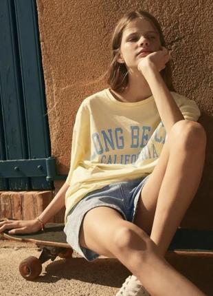 Фирменная удлиненная футболка оверсайз хлопок