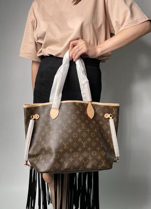 Женская сумка louis vuitton neverfull mm monogram canvas premium