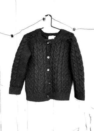 Трпдиційна ірландська кофта на ґудзиках чорна вовняна в'язана  тепла р l
