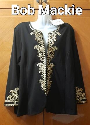 Новий дизайнерський піджак жакет з вишивкою і стразами від bob  mackiae wearable art.