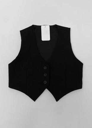 Женское короткое платье длинный рукав 2в1 комплект рубашка + жилетка черно-белая весна осень2 фото