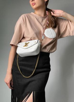 Женская сумка louis vuitton new wave multi pochette bag white gold premium9 фото